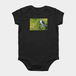 Night Heron with green backgrop Baby Bodysuit